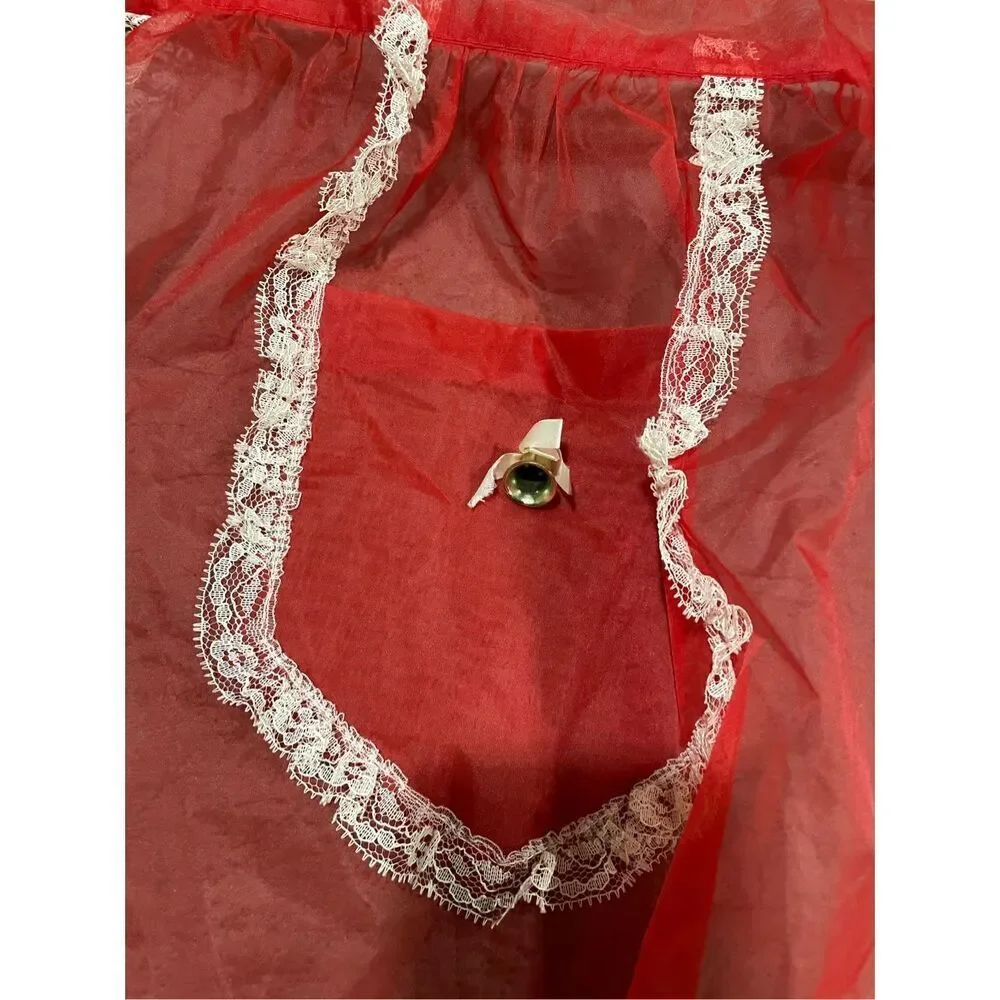 Vintage Red Sheer Half Apron Christmas